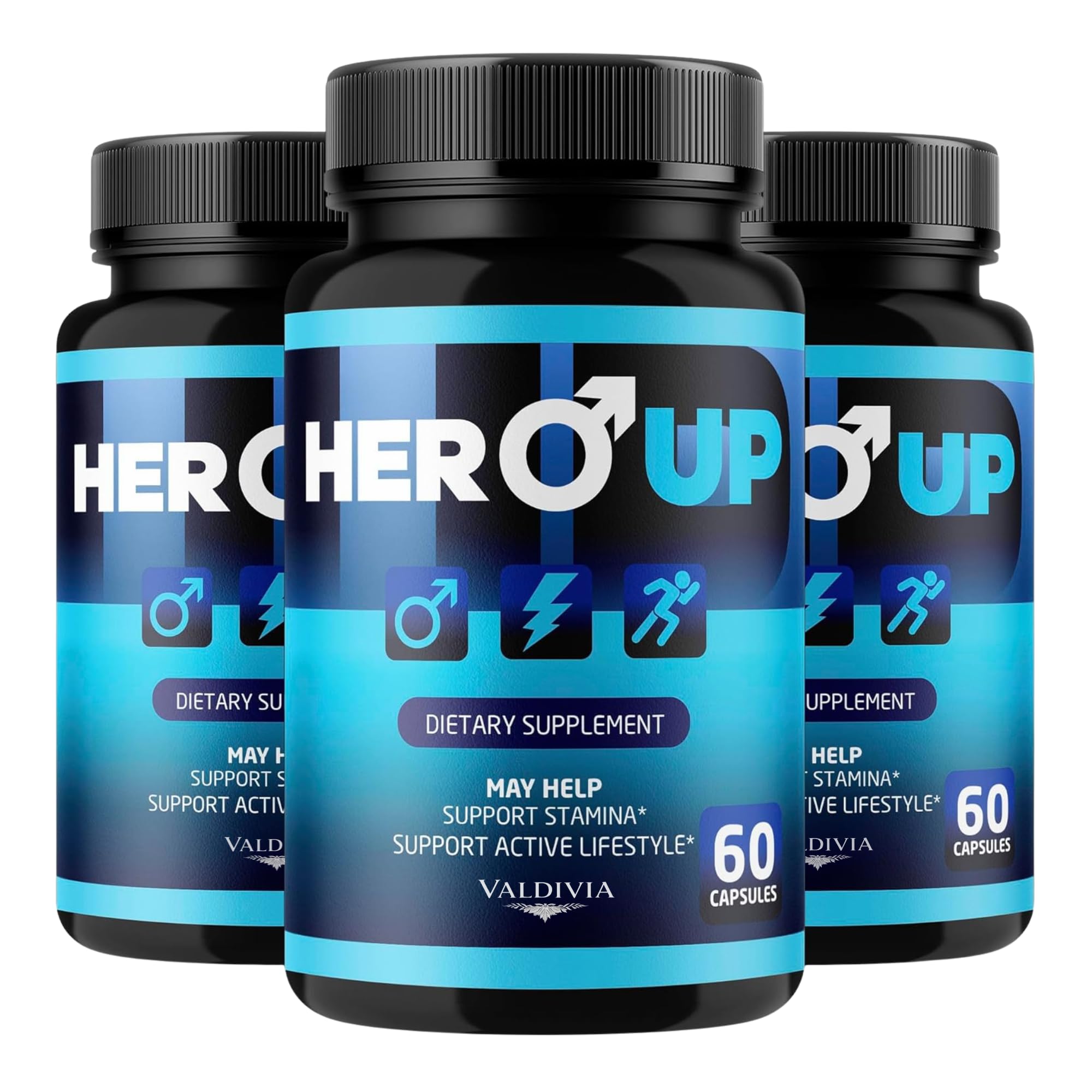 (3 Pack) Hero Up Capsules - Official HeroUp Supplement Pills For Men - Maximum Strength Energy Support, All Natural Hero Up Vitamins Support For Overall Health & Wellness, 180 Capsules For 3 Months