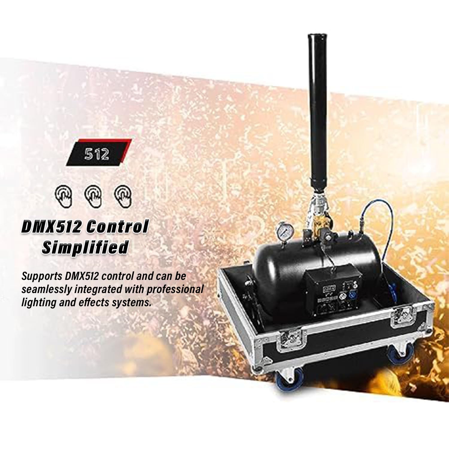 Machine à confettis électrique - Canon à confettis de 180 W avec une hauteur de jet de 8 à 12 m, contrôle DMX512/manuel, idéale pour les mariages, les événements, les discothèques, les boîte