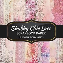 Shabby Chic Lace Scrapbook Paper 20 Sheets Double Sided Color, Decoupage, Junk Journal & DIY Projects, Decorative Craft Paper Pad for Scrapbooking