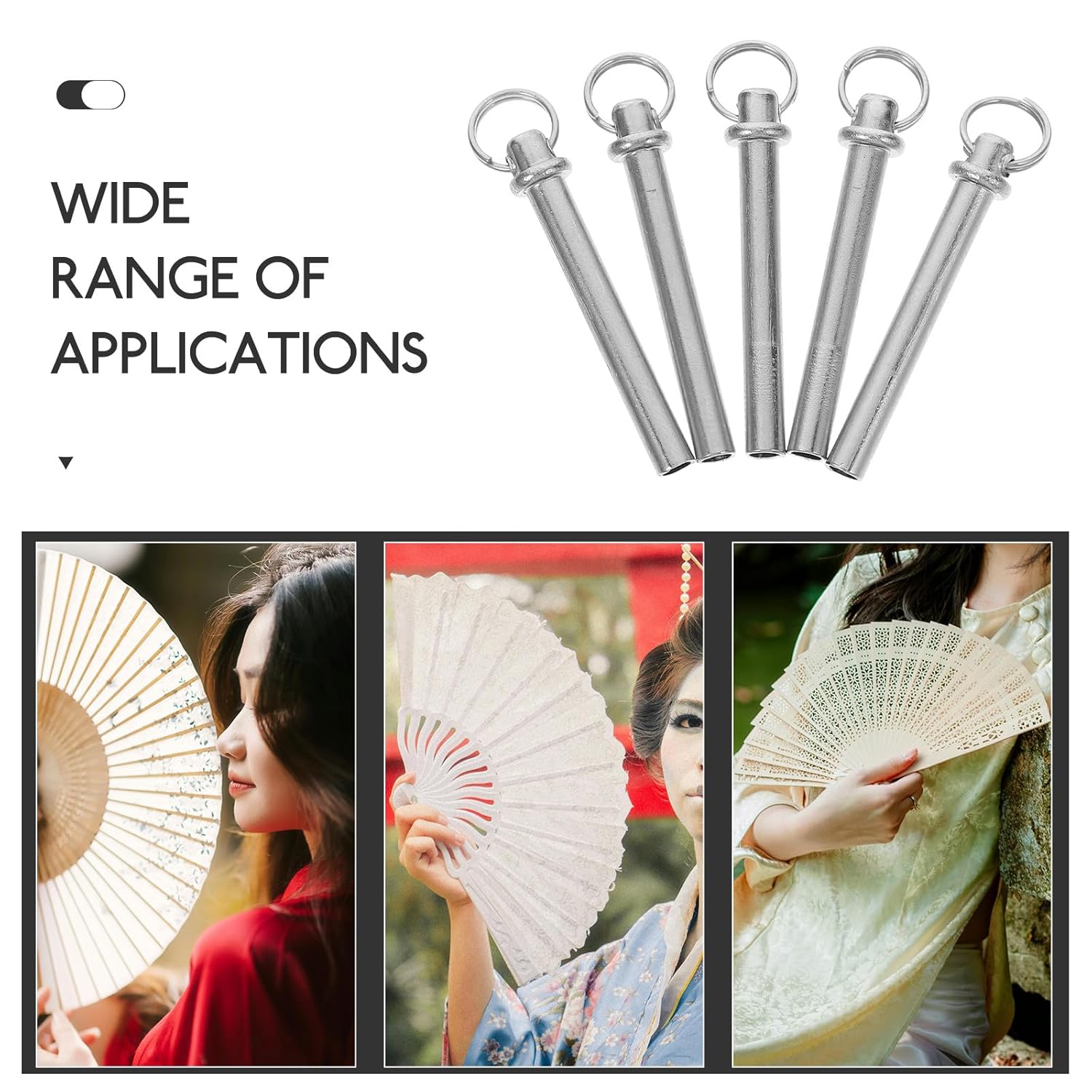 5 Sets Folding Fan Shaft Rivets with Metal Ring 22mm Handheld Fan Repairing Accessory Kit Solid Metal Shaft Rivet Replacement