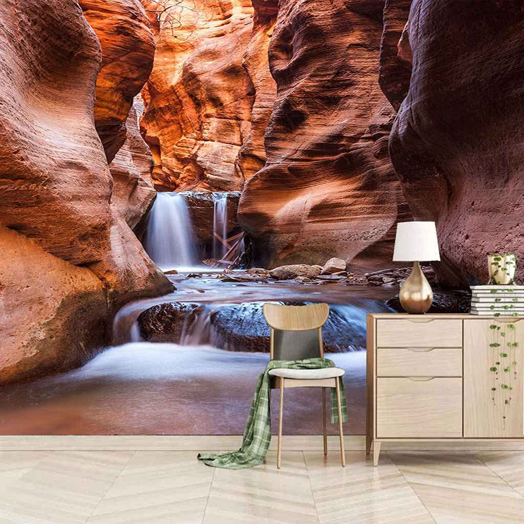 Cascade Grotte Rocheuse Toile Adhésive pour Chambre Ados et Bébé