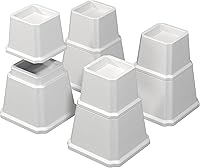 Vista 14 de Elevadores de cama de 3 pulgadas, elevadores de muebles de cama resistentes, elevadores de 1,500 libras para sofá y mesa, juego de 4, color blanco