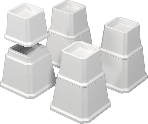 Miniatura 14 de Elevadores de cama de 3 pulgadas, elevadores de muebles de cama resistentes, elevadores de 1,500 libras para sofá y mesa, juego de 4, color blanco