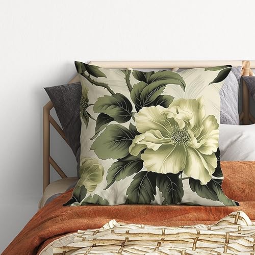 Miniatura 5 de Green White Chinoiserie Floral Throw Pillowcase Dynasty Pillowcase 24x24in Decorative Pillow Home Cotton Linen Elegant Cushion Cases for Couch Sofa