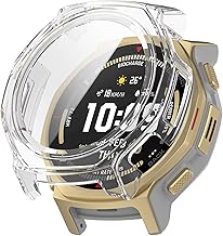 TINGYR Case Compatible with Amazfit T-Rex 3 Pro 44 mm, PC + Tempered Glass to Protect the Screen. Transparent