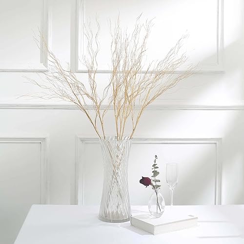 Miniatura 6 de Efavormart - Paquete de 4 rellenos de florero de ramas de tallo largo de 39 pulgadas de oro metálico, para manualidades, flexibles, ramas rizadas,