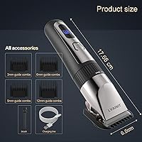 Vista 6 de Cortadora de pelo para hombres, recortadora de pelo recargable con LCD inalámbrica, recortadora de barba para hombres, kit de aseo para hombres