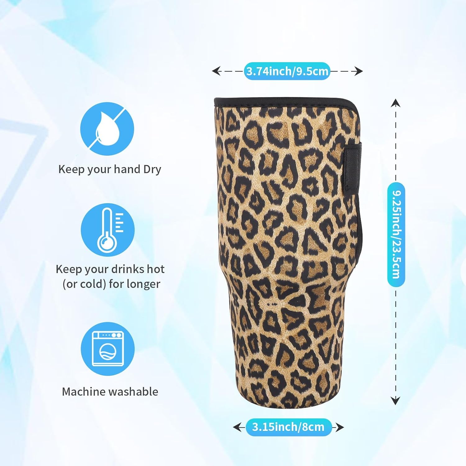 Reusable Cup Sleeve for 40 oz Tumbler with Handle, Leopard image 2