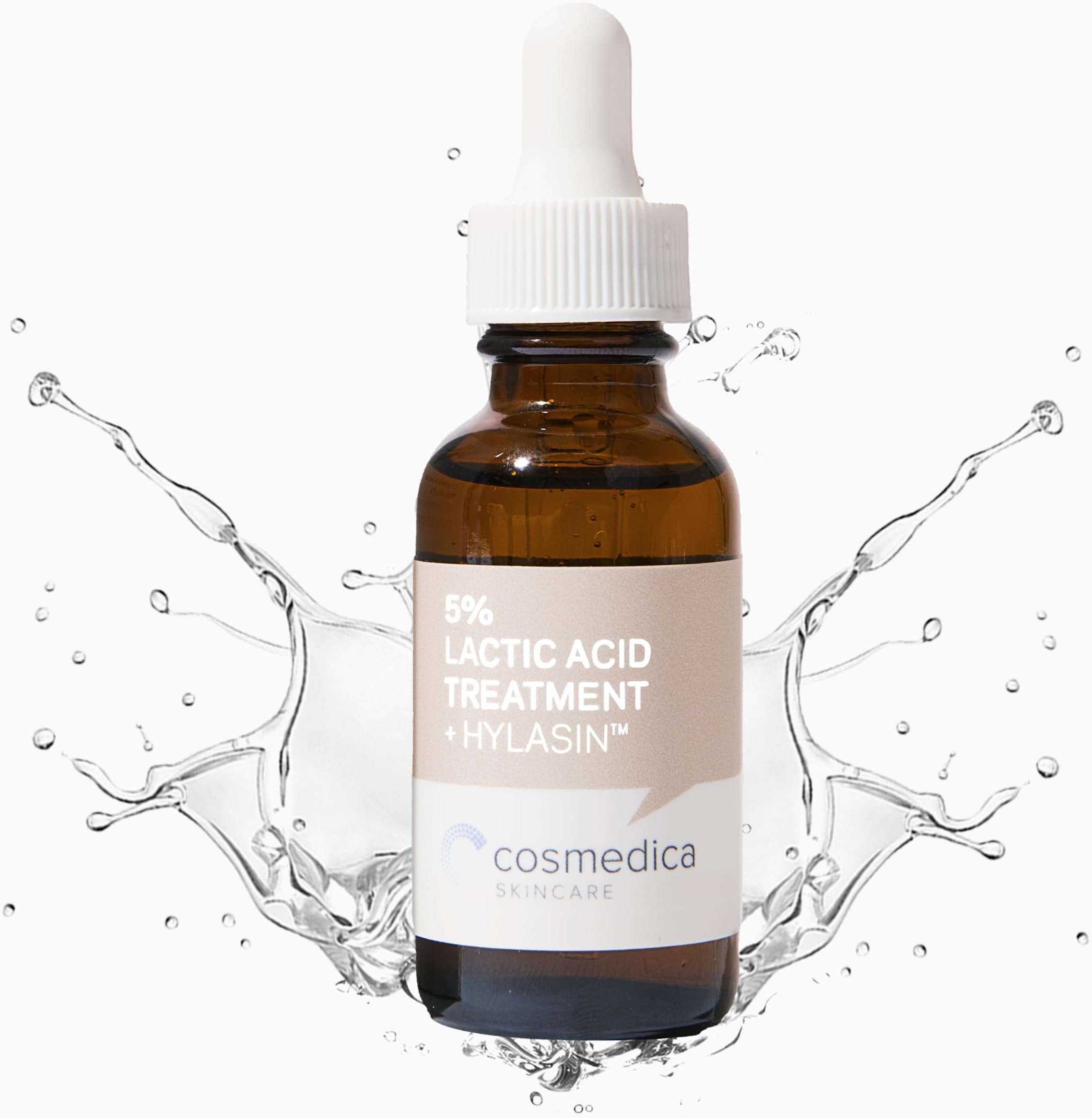 5% Lactic Acid Treatment Hylasin - AHA, Hyaluronic Acid, Gentle Exfoliator Dark Spot Corrector, Anti-Aging, Face Peel Brightening Treatment for Dull Hyperpigmented Skin 1 oz (30ml)