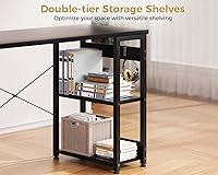 Vista 5 de ODK Escritorio pequeño para computadora de 40 pulgadas con 4 cajones de tela, escritorio moderno para computadora para espacios pequeños, escritorio