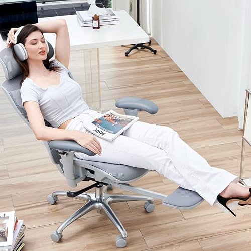 Miniatura 2 de COLAMY Silla de oficina ergonómica de malla, silla de escritorio con respaldo alto con reposapiés, reposacabezas ajustable y brazos 3D, bloqueo de