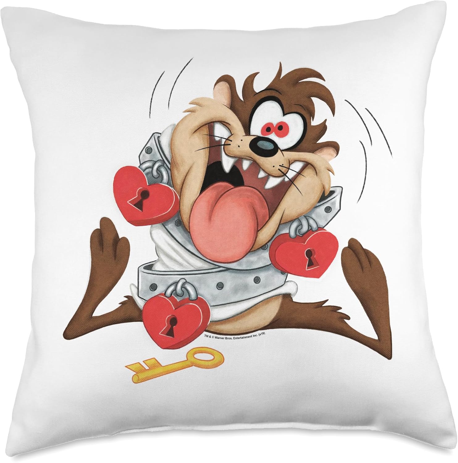 Looney Tunes Taz Love Locked Valentine's Day Throw Pillow