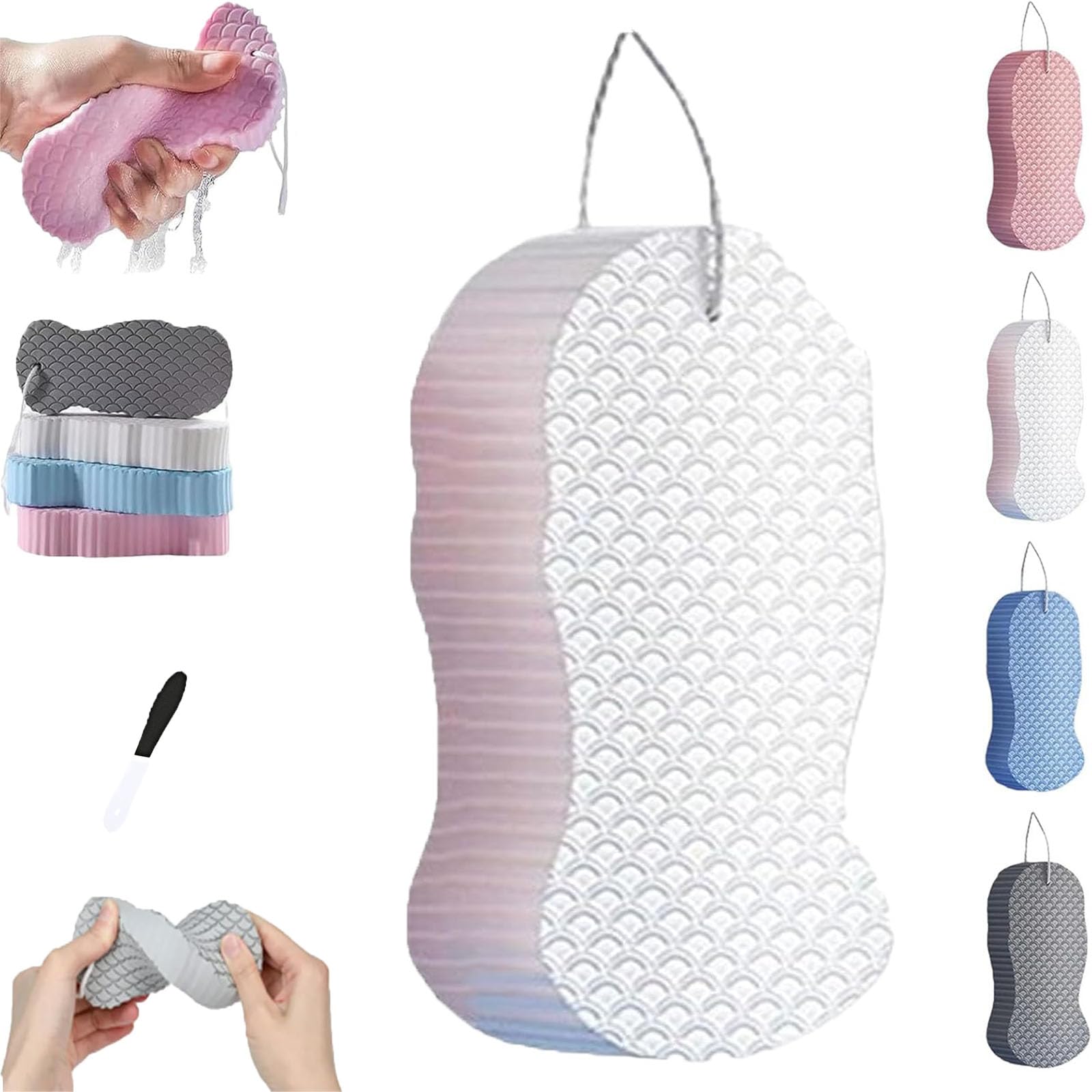 2025 New Radiant Skin Sponge, Radiant Skin Sponge Large, Radiant Skin Exfoliating Bath Sponge, Reusable, Suitable for Bathroom Bathing (White*1pcs)