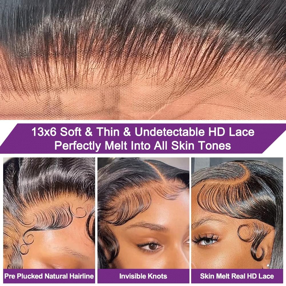 Deep Wave Lace Front Wigs Human Hair Pre Plucked 13x6 Deep Curly Wig Human Hair for Black Women Wet and Wavy HD Lace Frontal Wigs with Natural Hairline 24 Inch