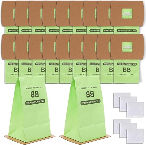 Paquete de 20 bolsas compactas tipo BB de repuesto para Oreck XL Buster B bolsas de vacío de mano PKBB12DW AK1BB8A compatibles con BB180 BB280 BB850