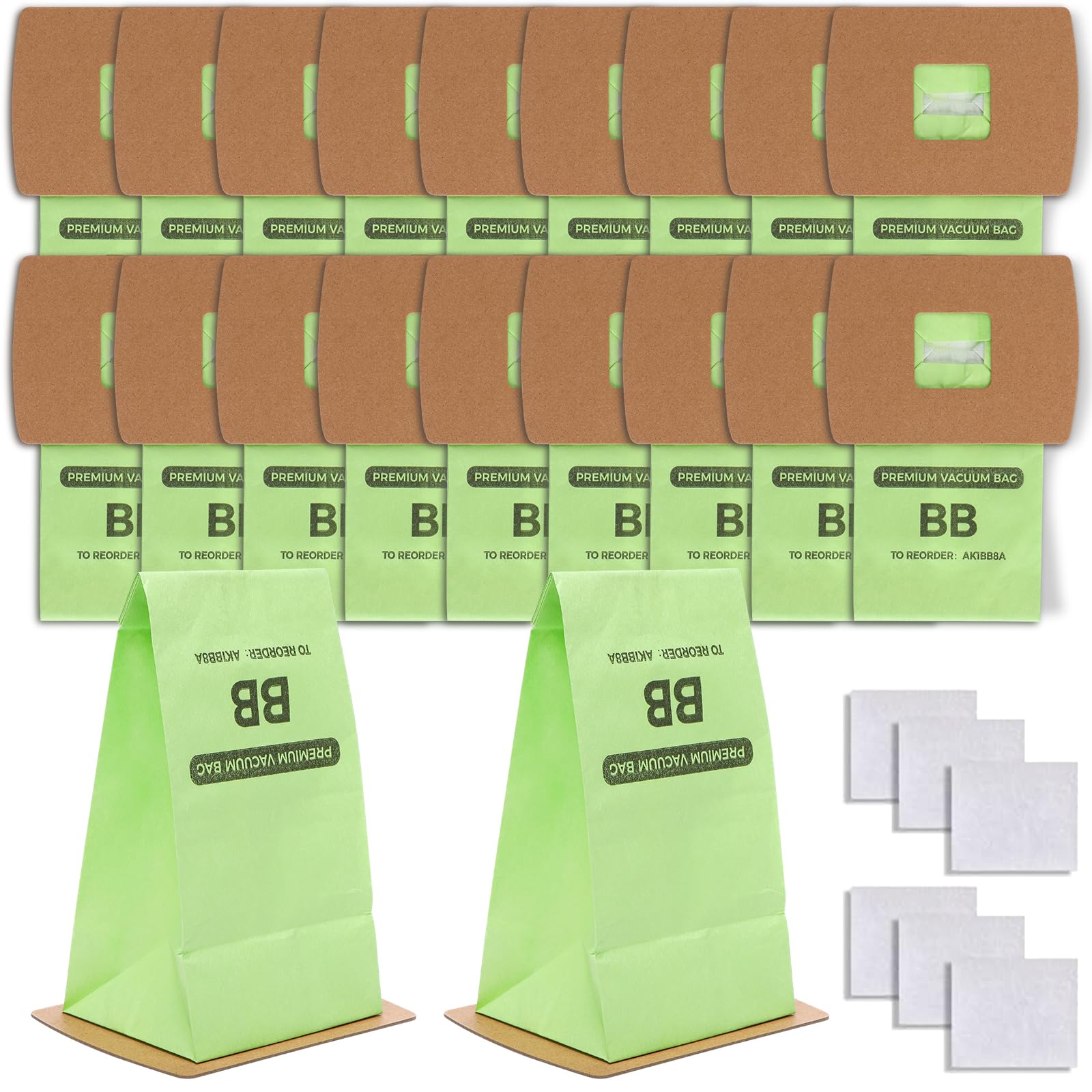 BB Compact Canister Bags Replacement for Oreck XL Buster B Handheld Vacuum Bags AK1BB8A Compatible with BB180 BB280 BB850 BB870 BB880 BB900 BB1000 MV160CC1600 with 6 Motor Filter, 20 Pack