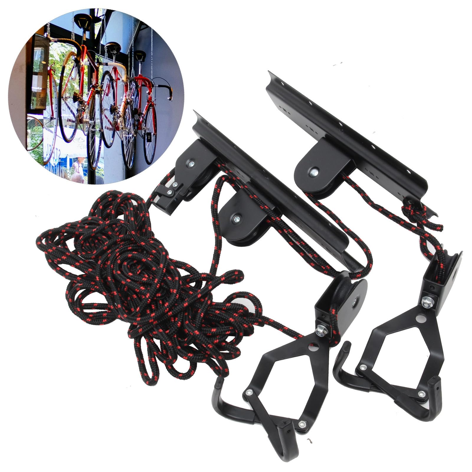 Colgador de Bicicletas de Techo y Pared de Acero Negro, Diseño Estable y Ligero, Gancho Resistente para Almacenamiento Interior en Garaje o Casa Color Aleatorio