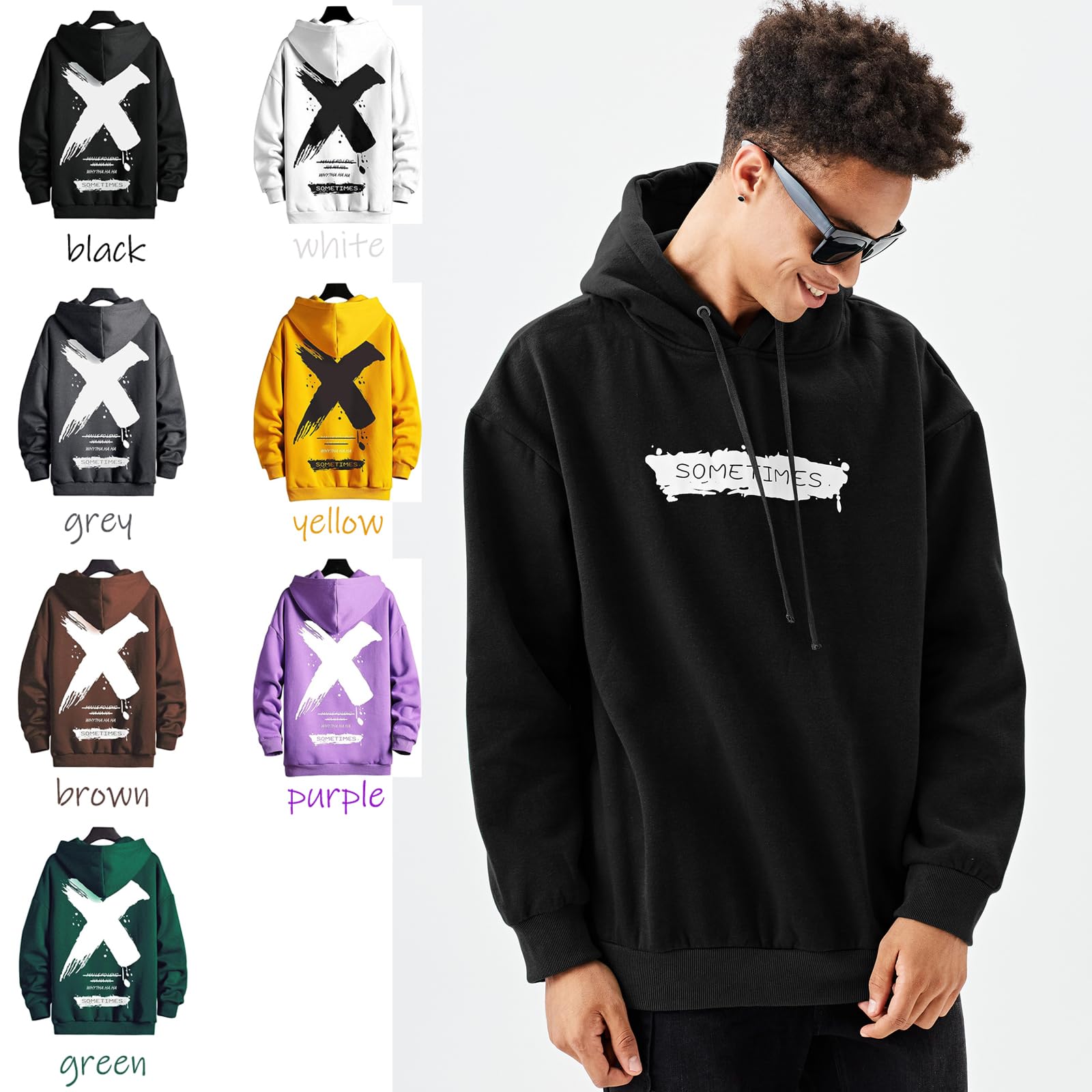 Moshtashio Felpa Uomo con Cappuccio Unisex Hip Hop a Maniche Lunghe Sweatshirt Pullover Uomo Felpe Stampa di Lettere Hoodie Uomo Autunno Inverno