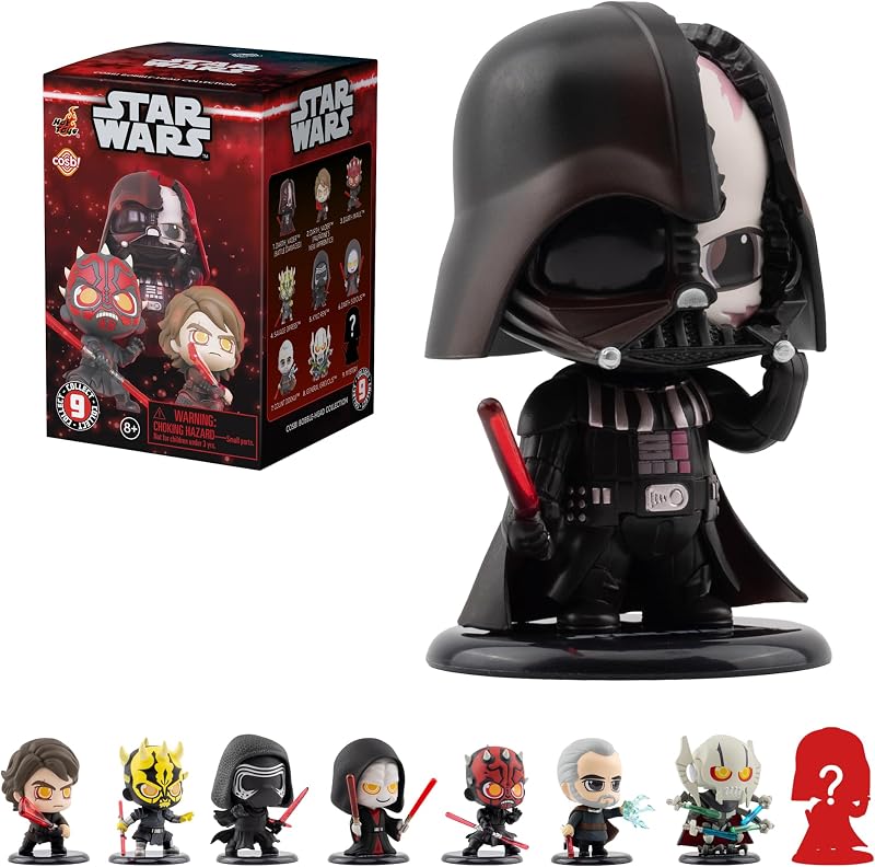 Star Wars Dark Side Cosbi Bobble Head Collectible Mini Figure & Accessories | Blind Box Collection | Official Merchandise | Surprise Toy Gift | Collect All 9 Figures (8 Plus 1 Rare Chase)