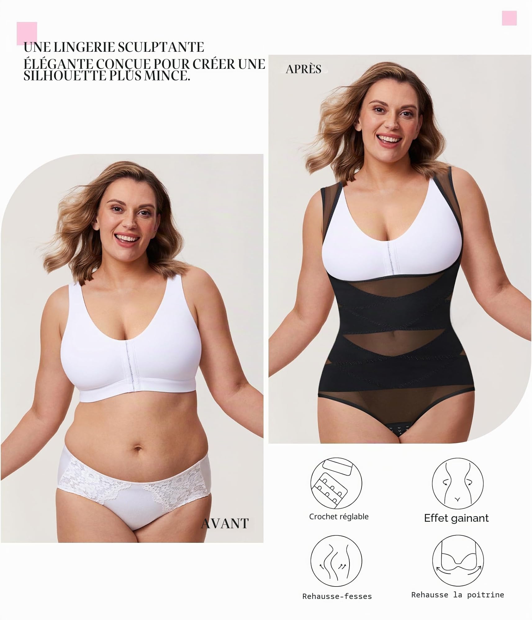 KUMAYES Body Gainant Femme Ventre Plat Gaine Amincissante Sculptant Shapewear Bodysuit Invisible Minceur sans Couture Combinaison