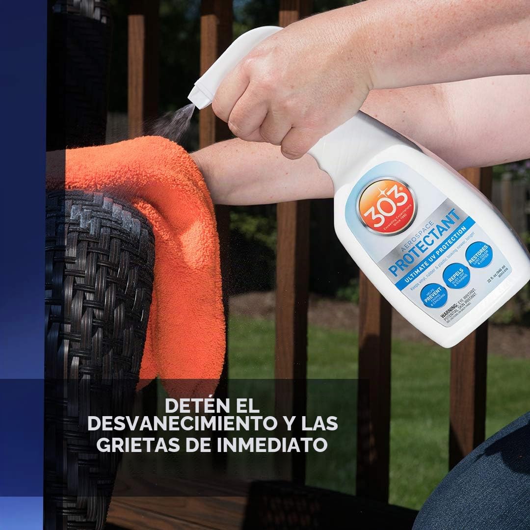 303 (30313) Aerospace Protectant 946 ml – Spray de protección UV para plástico, vinilo, goma y cuero – Acabado mate, protege contra la decoloración y la fragilidad + guantes de nitrilo gratis