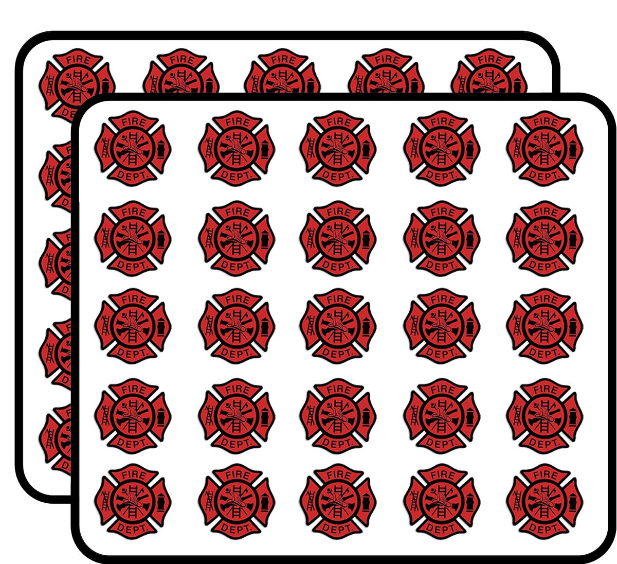 RED Fire Dept Maltese Cross Shaped (fire Firefighter) Sticker for Scrapbooking 1" 50 Pack Stickers Waterproof Vinyl Decals