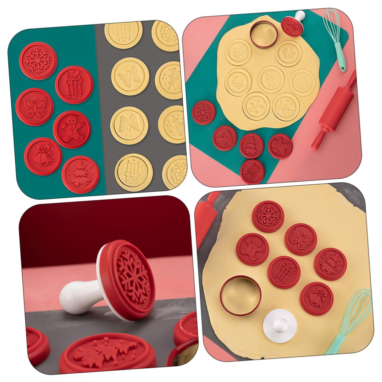 TOPBATHY 4 Juegos sello de galleta Molde de torta dulce de chocolate molde para hornear kitchen gadgets accesorios cocinita galletas decoración chocolate moldes de silicona páginas rojo