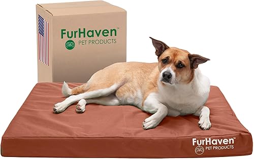 Miniatura 17 de Furhaven Cama de gel refrescante para perros grandes de hasta 95 libras, resistente al agua, funda extraíble lavable, lona de poliéster, logotipo,