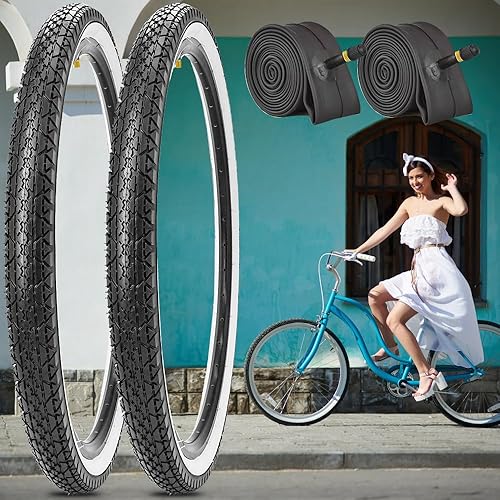 Miniatura 6 de SIMEIQI Paquete de 2 neumáticos y tubos de bicicleta Beach Cruiser de 24 pulgadas26 x 2.125 pulgadas o sin tubos de 24 pulgadas26 x 1.75