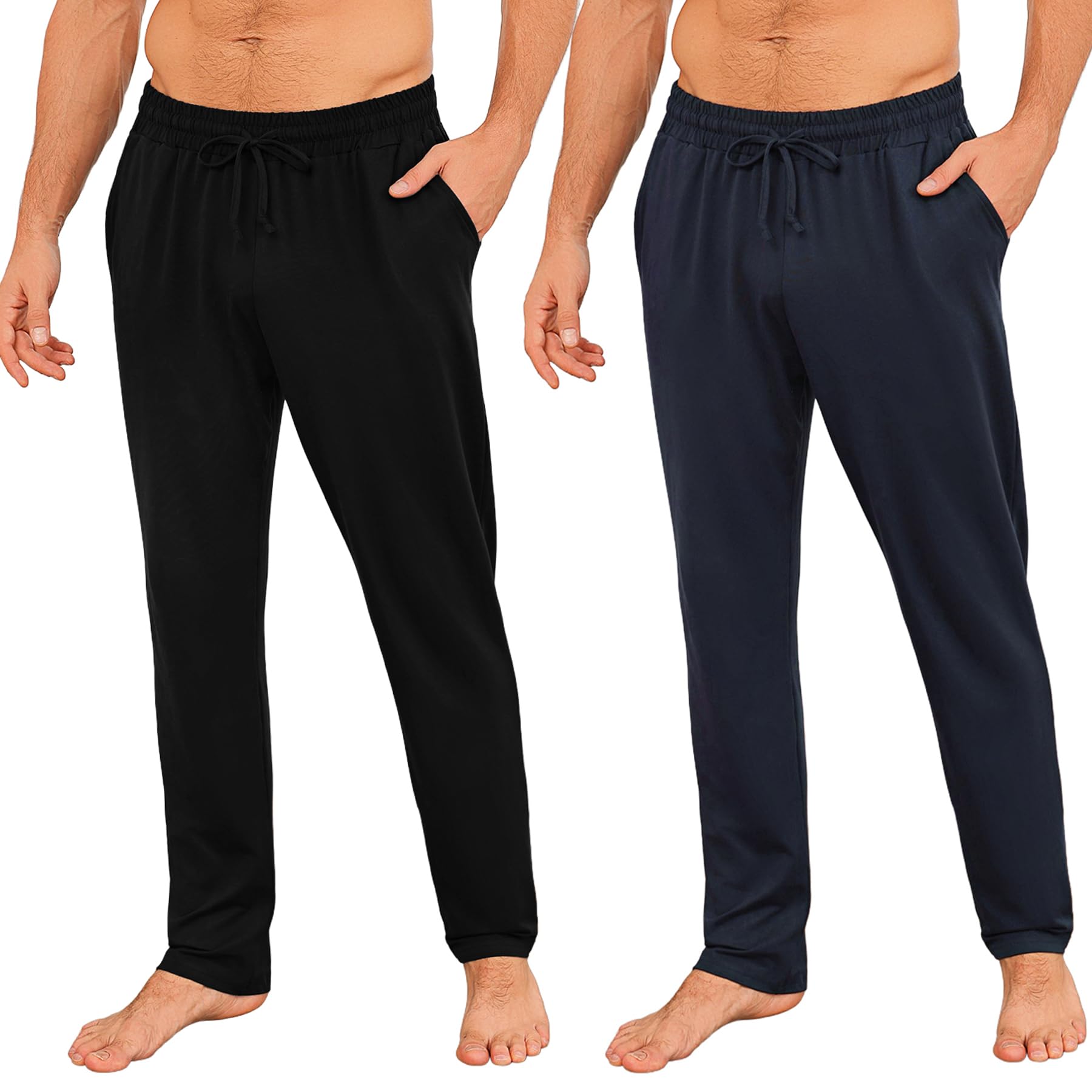 Marvmys Bas De Pyjama Homme Décontracté Pantalon De Pyjama Long Vêtements De Nuit Pantalon Avec Poches Deux Pièces S-4XL