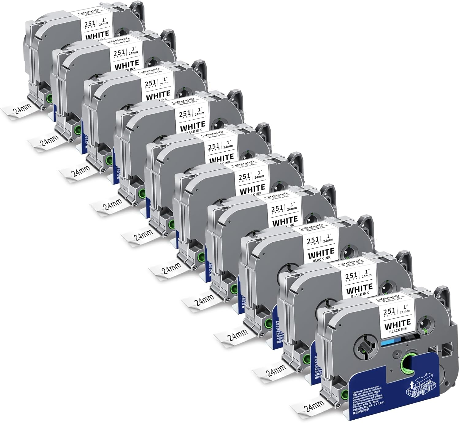 10-Pack TZ Tape 24mm 0.94" Laminated White Compatible for Brother P Touch Label Tape TZe-251 TZ-251 TZe251 TZ251 1 Inch Refills for Ptouch PT-D600 PT-D610BT D410 D400 Label Maker