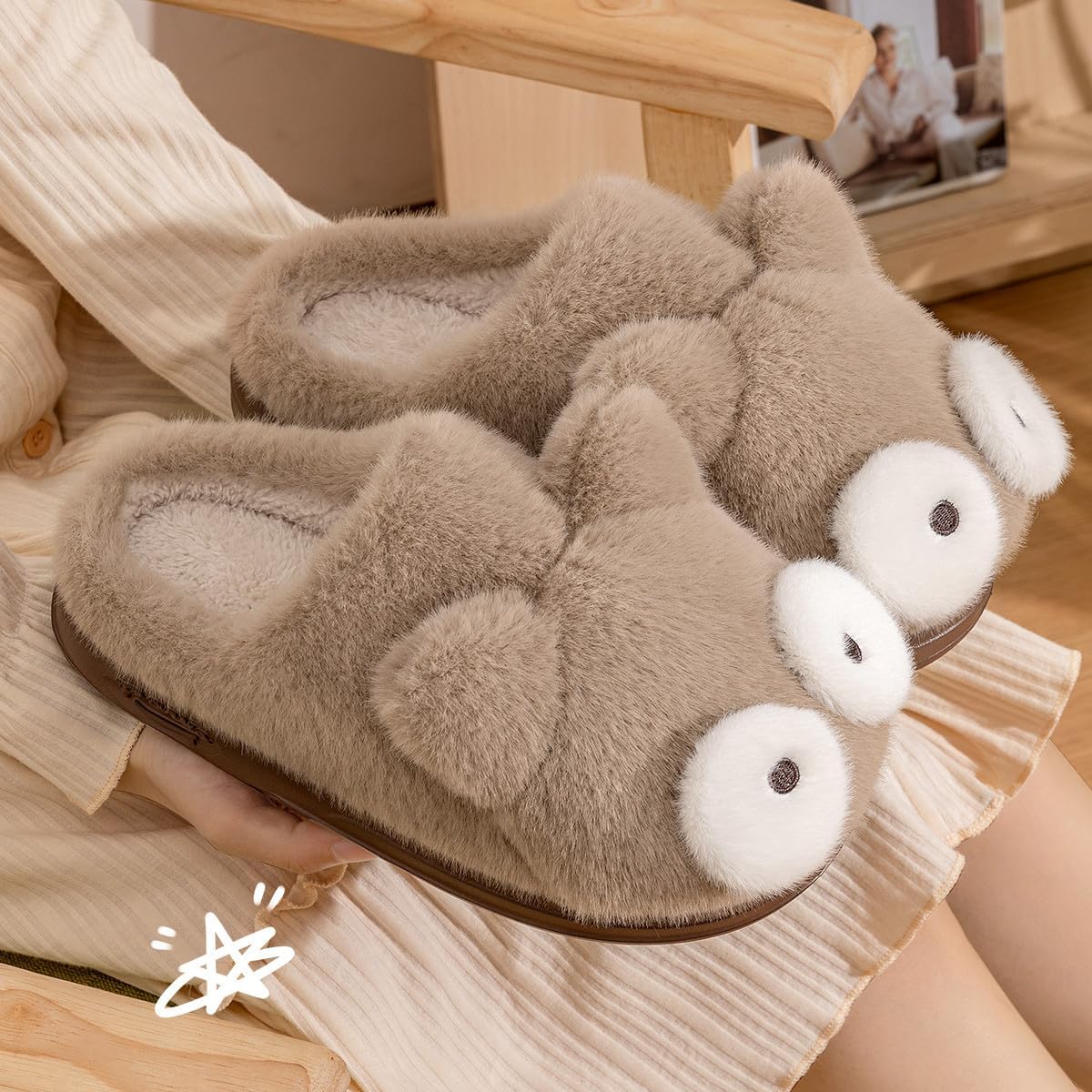 Cute Cat Slippers - Kawaii Animal Fluffy, Plush Warm Cozy House Slippers for Women and Men - Image 2