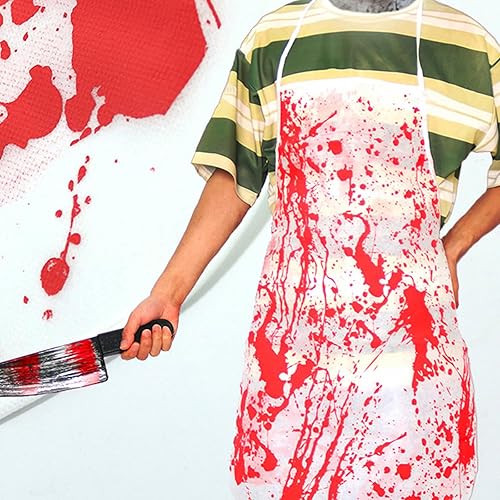 Miniatura 3 de Fayueye Delantal sangriento de Halloween, delantal de cocina aterrador, disfraz de carnicero para mujeres y hombres