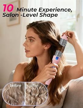 K&K Thermal Brush Keratin Protect Heated Barrel Hot Hair Brush Ionic Smooth Shine Volumize Comb Dual Voltage Hair Straightener Curler Styling Tool 1.25 Inch