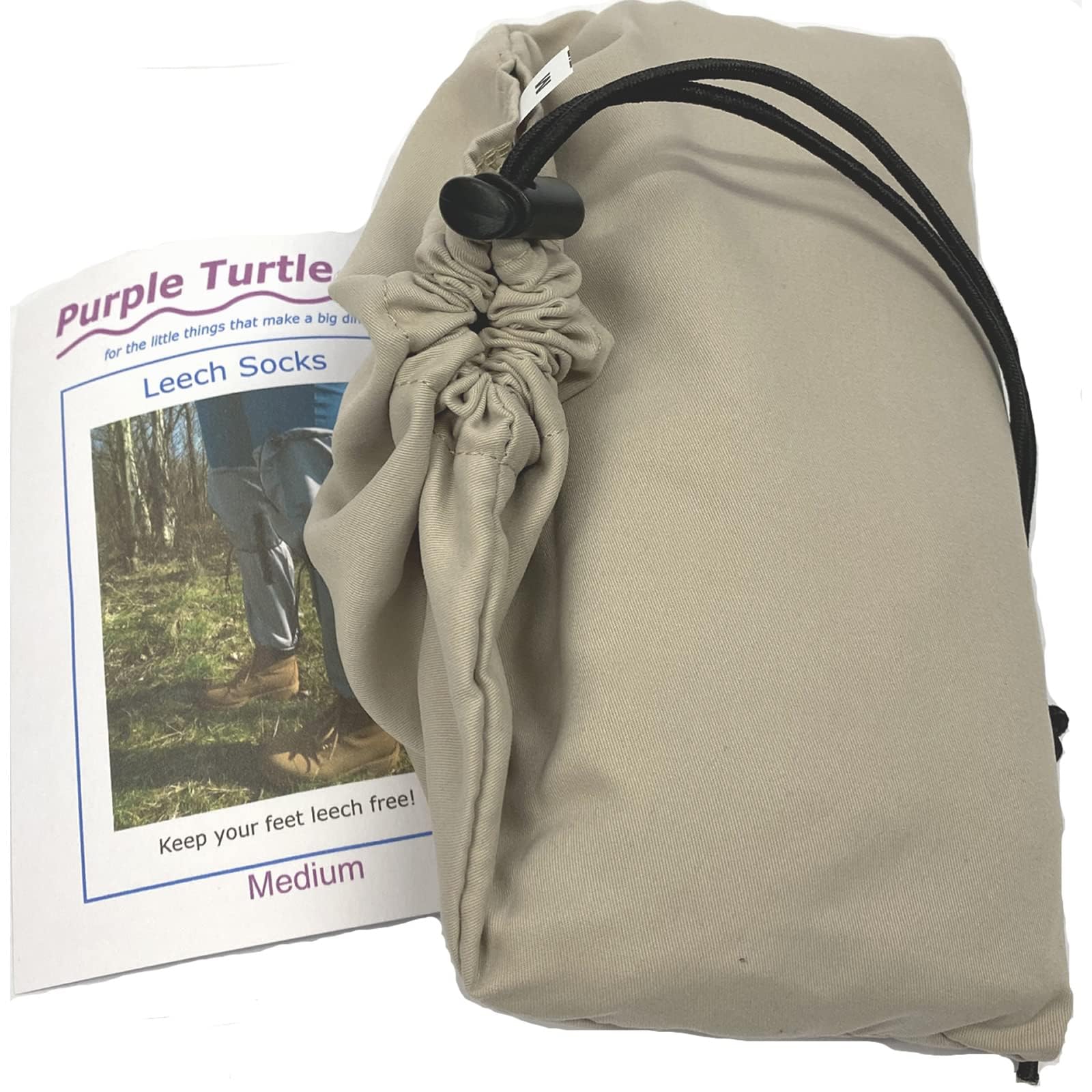 Purple Turtle Leech Socks - Anti-Leech Protection Oversocks, Sandstone, S