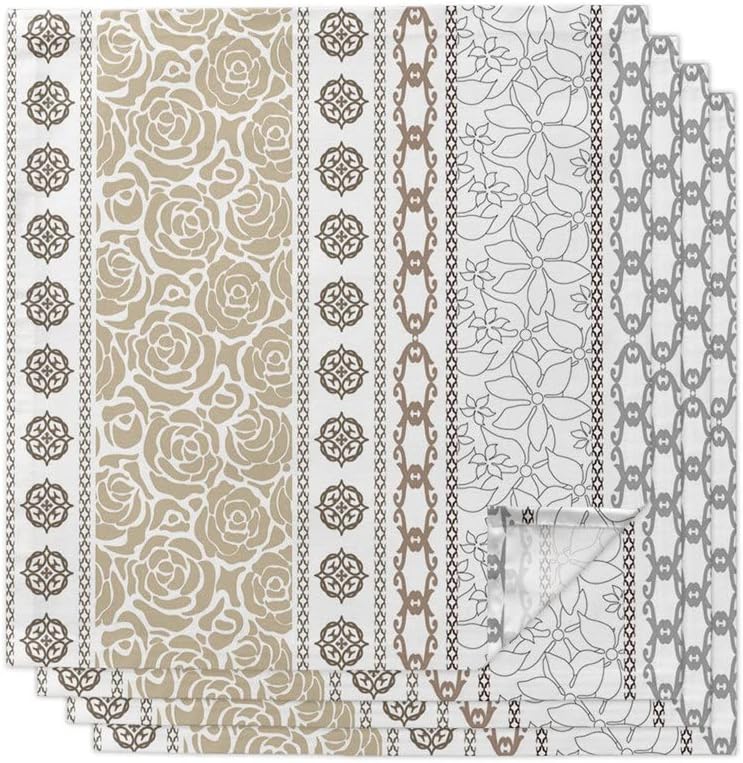 Plant Pattern Line Table Napkin Cloth Set Napkin for Party Wedding Table Cloth Kitchen Dinner Napkins(6pcs)