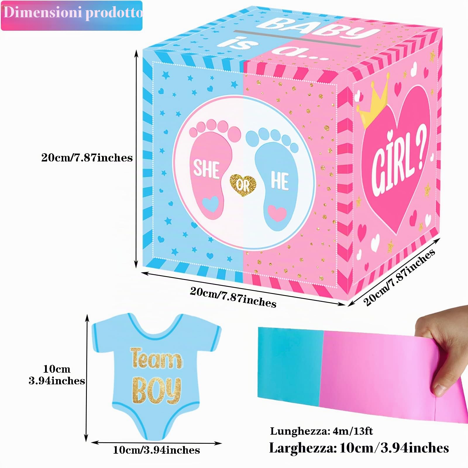 Scatola da gioco estraibile per rivelare il sesso del bambino, scatola di voto per rivelare il genere con 60 schede elettorali, ragazzo o ragazza, forniture per feste di rivelazione di genere, rosa e