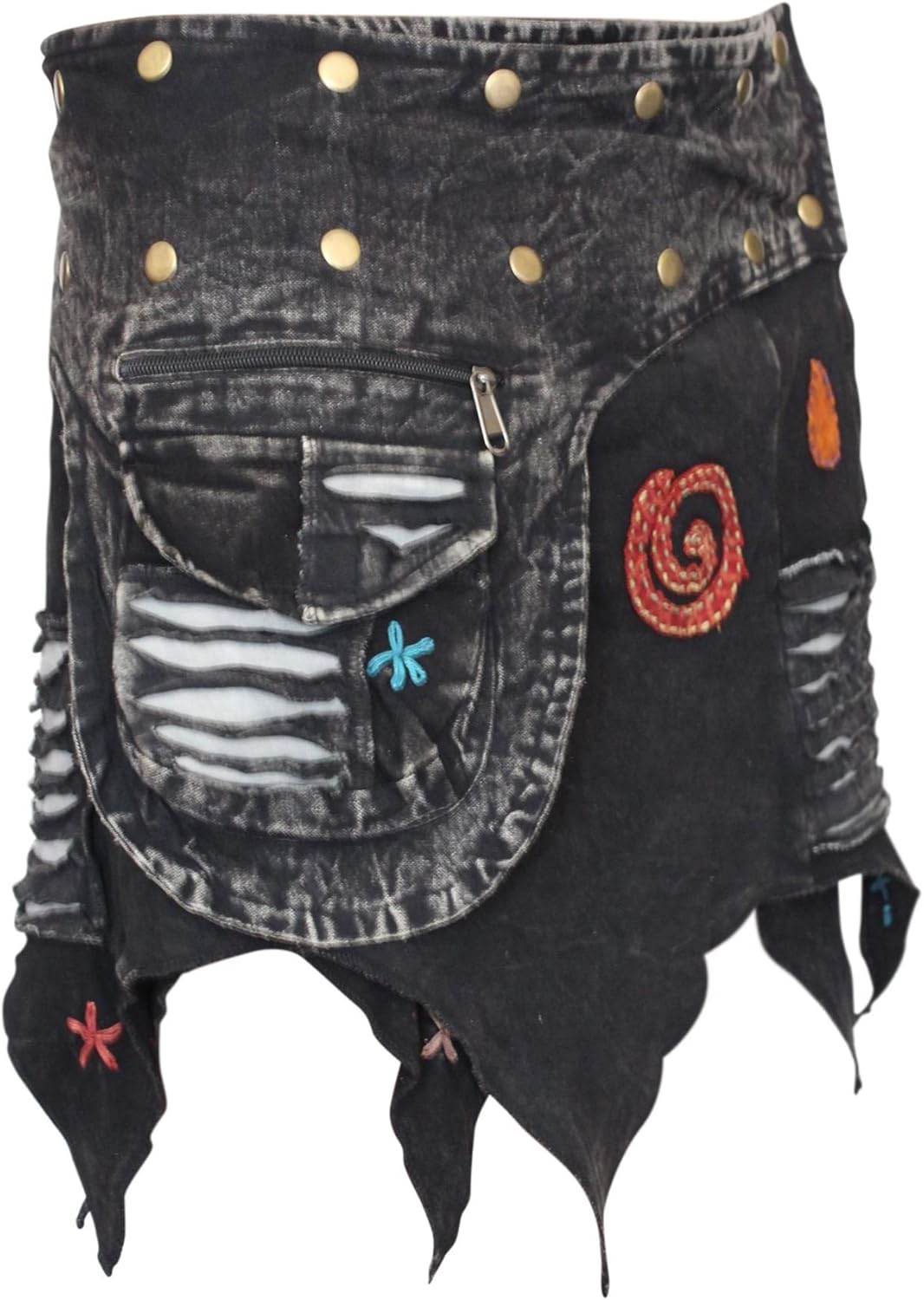 Shopoholic Fashion Womens Hippie Stonewashed Festival Gothic Cotton Summer Skirt - Image 4