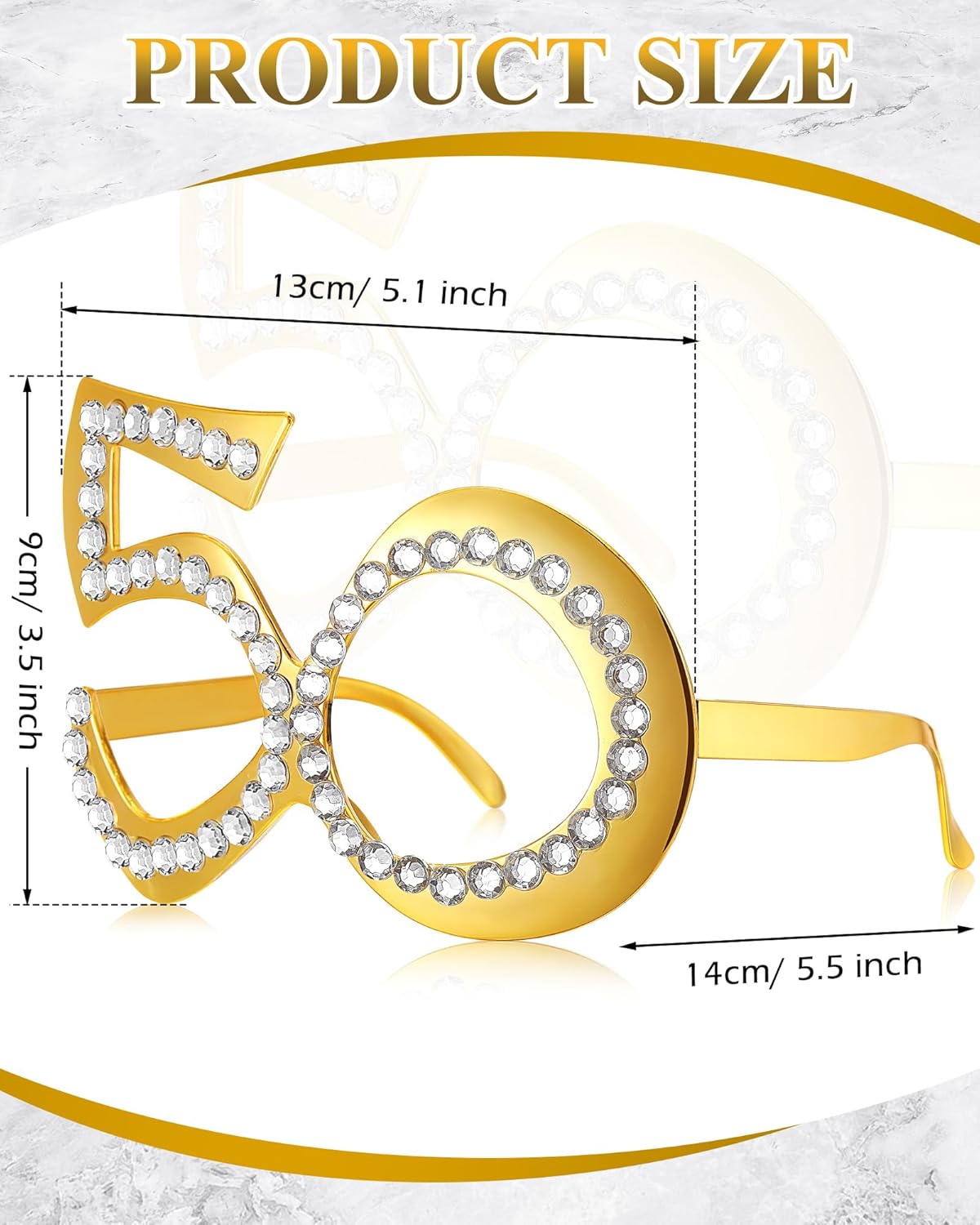 Frienda 9 Pairs 50th Birthday Glasses with Rhinestones Costume Sunglasses Novelty Eyewear Celebration Decoration