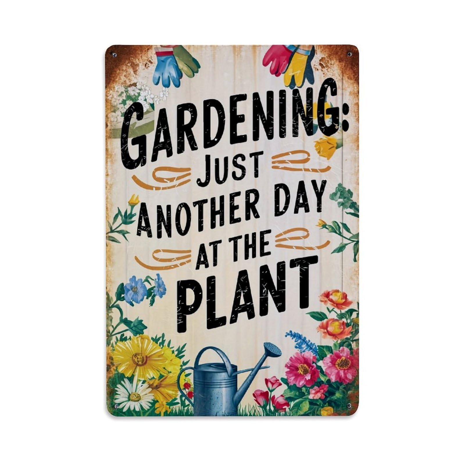 Jdfenggu Vintage Gardening Just Another Day At The Plant Retro Metal Tin Sign, Decor Art Poster For Bar, Home, Man Cave, Kitchen, Laundry Room Gift 8X12inch