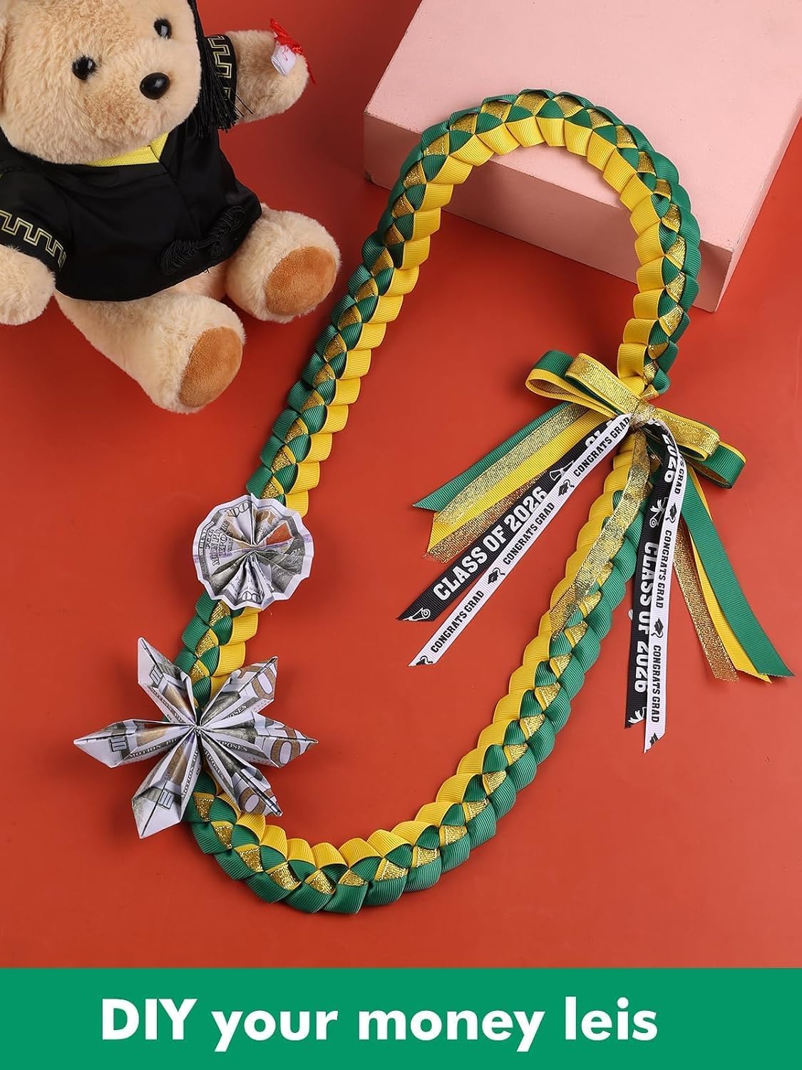 TFTAFAN Graduation Ribbon Lei Graduation Leis Necklace Class of 2026 Graduation Necklace Braided Necklace Graduation Gift Party Accessories for Women and Men