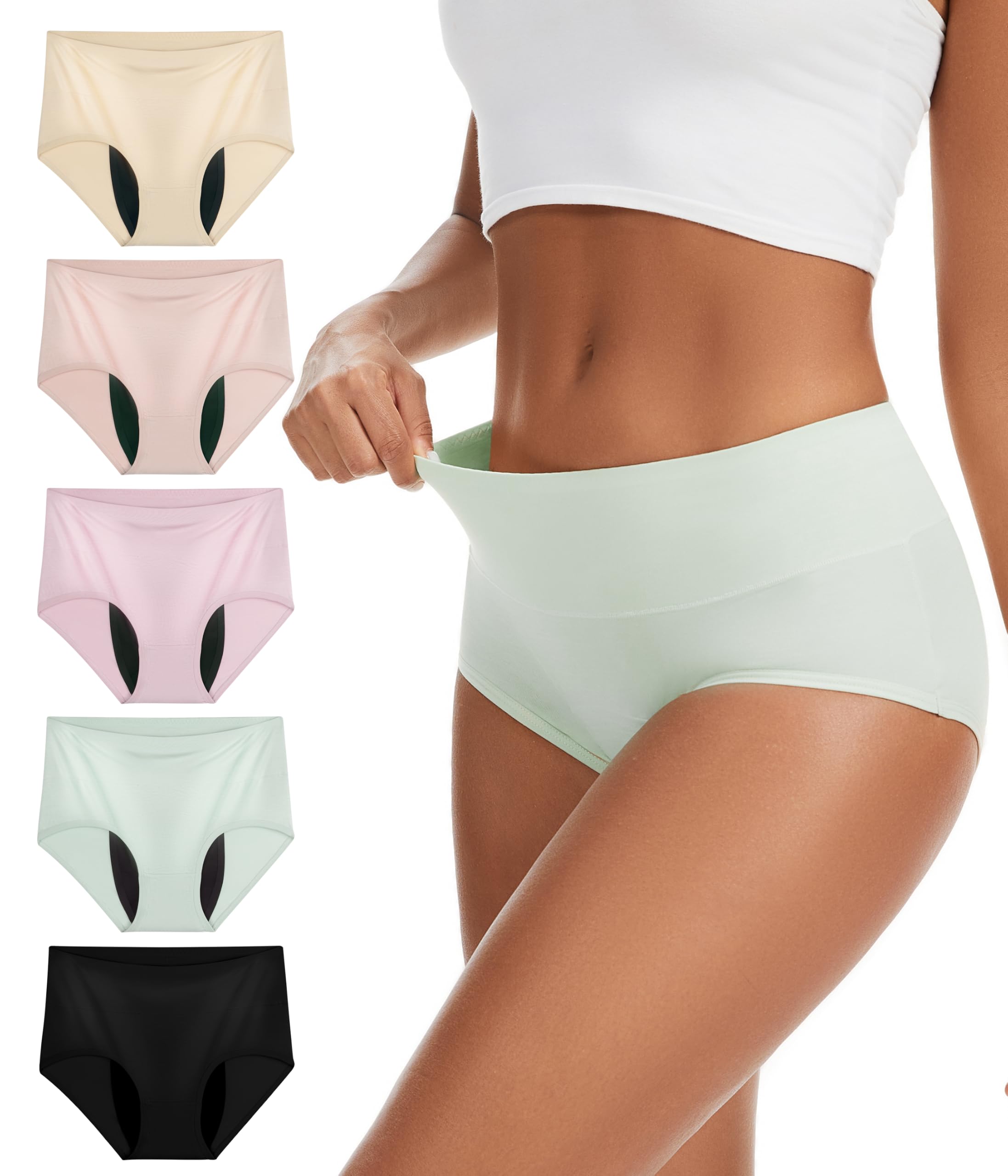 YESWEL Women's Washable Incontinence Underwear 60ml 5, MulticolorA Large | Reusable, Leak…