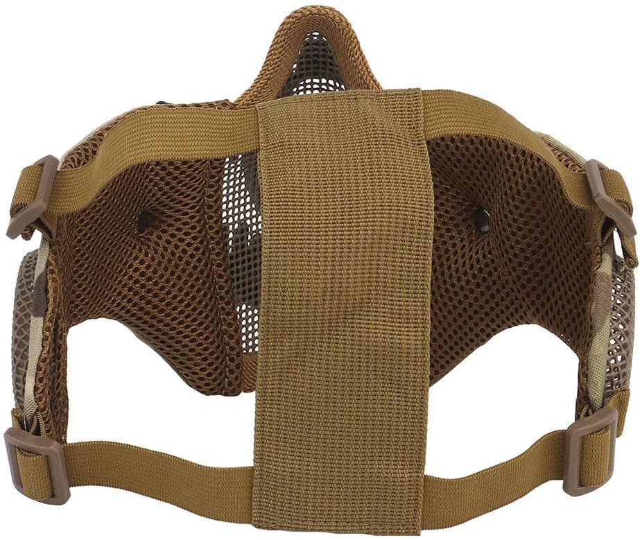Fang Mask Tactical Protective Dual-Layer Face Mask with Ear Protection – Breathable TPE & Steel Mesh, Adjustable Straps