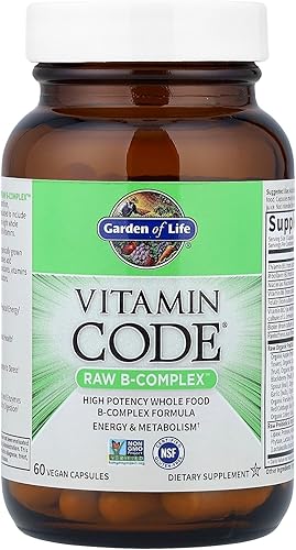 Miniatura 3 de Garden of Life Raw B Complex - Código de vitaminas - 60 cápsulas veganas vitaminas de alta potencia para energía y metabolismo con B2 Riboflavina B1