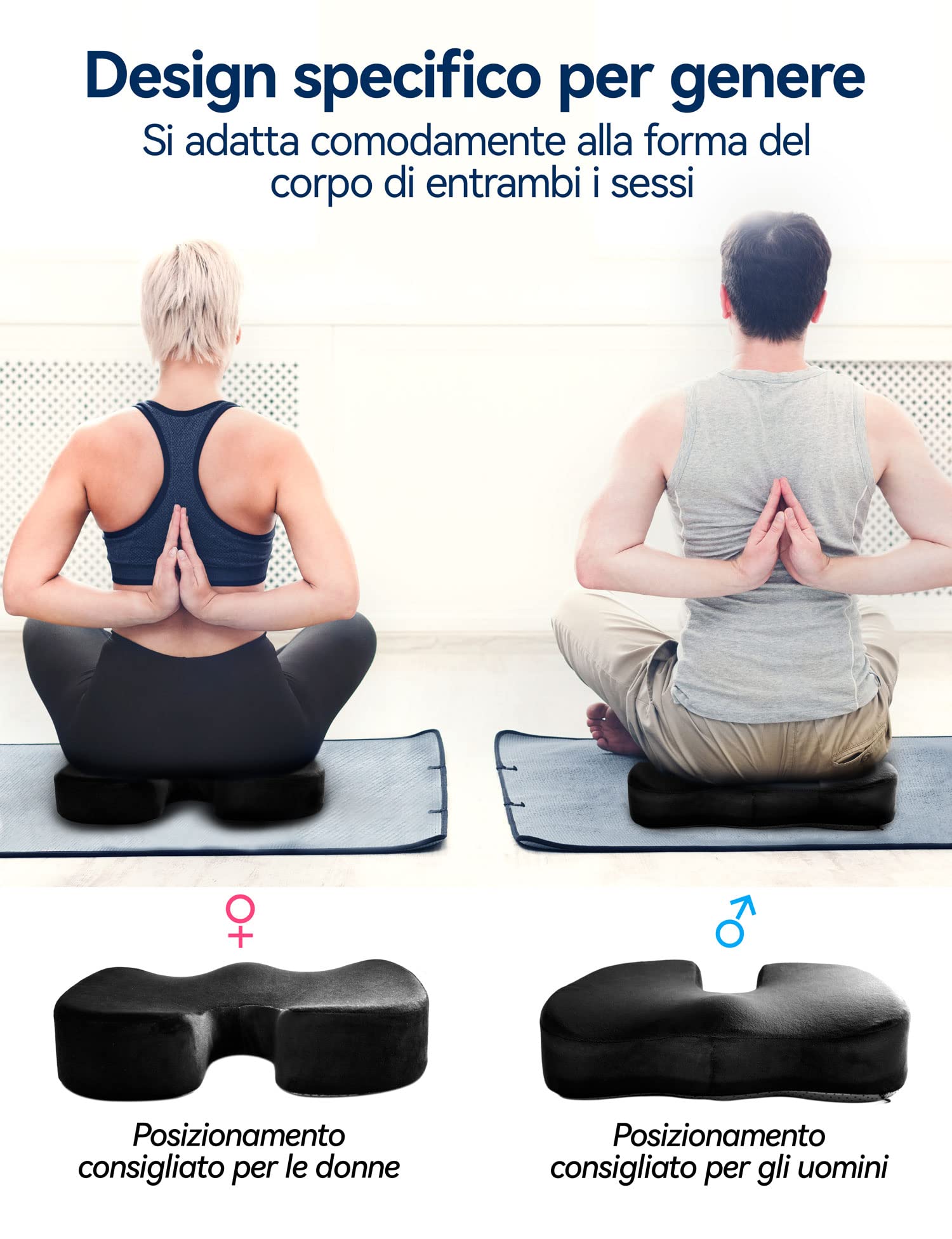 Travel Ease Cuscino Ergonomico In Memory Foam 44x38x7 Cm – Forma A Farfalla, Antiscivolo, Copertura Lavabile Per Sedia E Auto