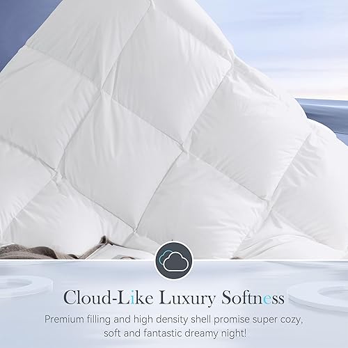 Miniatura 4 de Edredón de plumas tamaño King  Relleno de edredón suave para todas las estaciones  Lujoso edredón de cama de hotel, pestañas en las esquinas (106 x