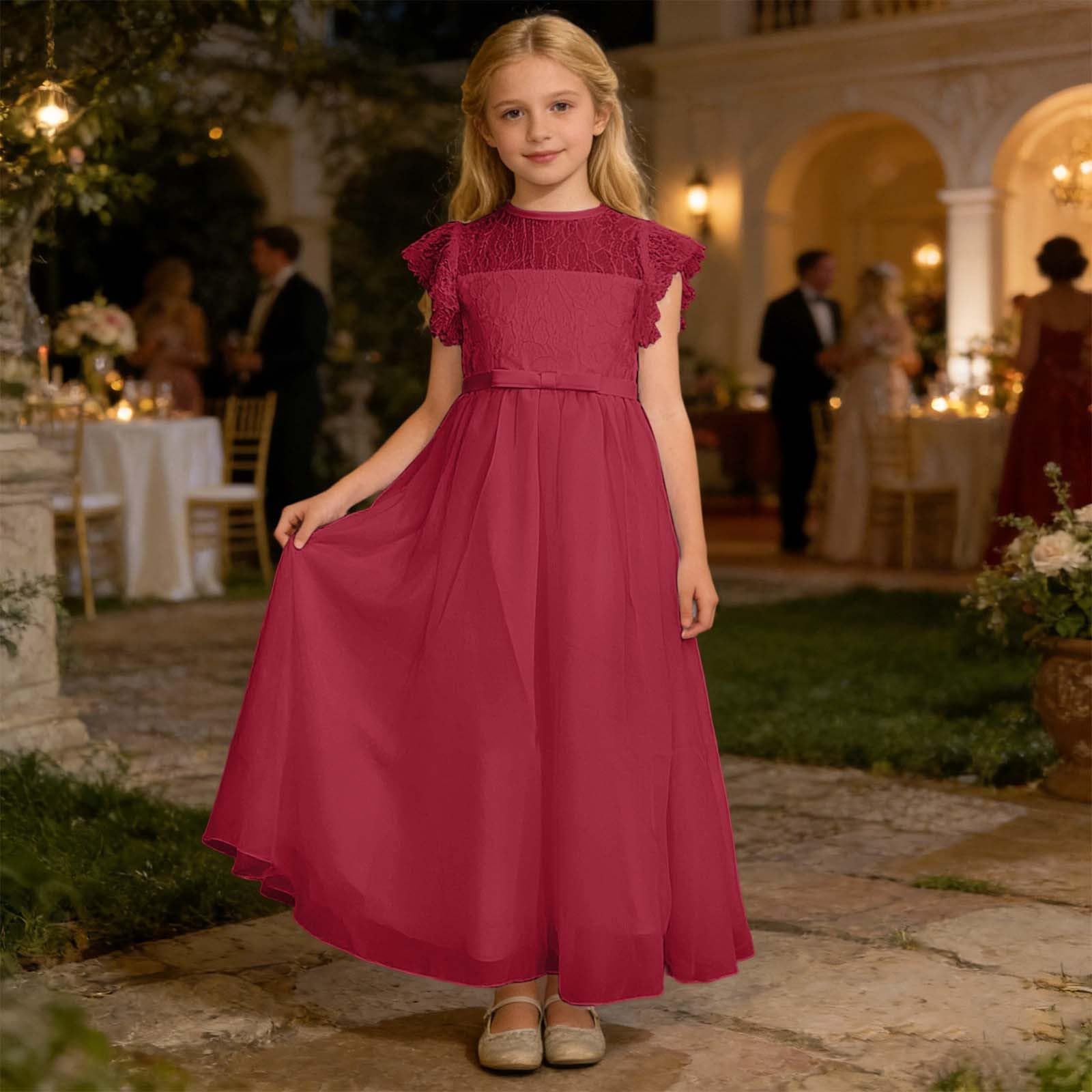 Generisch Freizeitkleid Mädchen hübsche Rüschen Details stilvolle Maxikleider ärmellos für warme Sommertage Elegante Kleider für Mädchen Alltag hübscher runder Ausschnitt praktische Trägerausführung