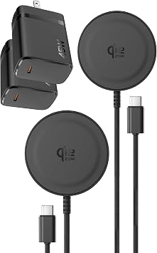 Galvanox 2-Pack, Qi2.2 Certified 25W Wireless Chargers for Samsung | Fast Charging 2.0 with 45W High-Speed Wall Adapters, Strong Magnetic Non-Slip Surface for Galaxy S26, S26 Ultra