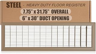 1 Pack 30" x 6" Floor Register Covers, Heavy Duty Steel Walk-on Return Air Grille for 30" x 6" Duct Opening, Floor Vent Covers for Home, Brown, Outer Size 31.75" x 7.75"
