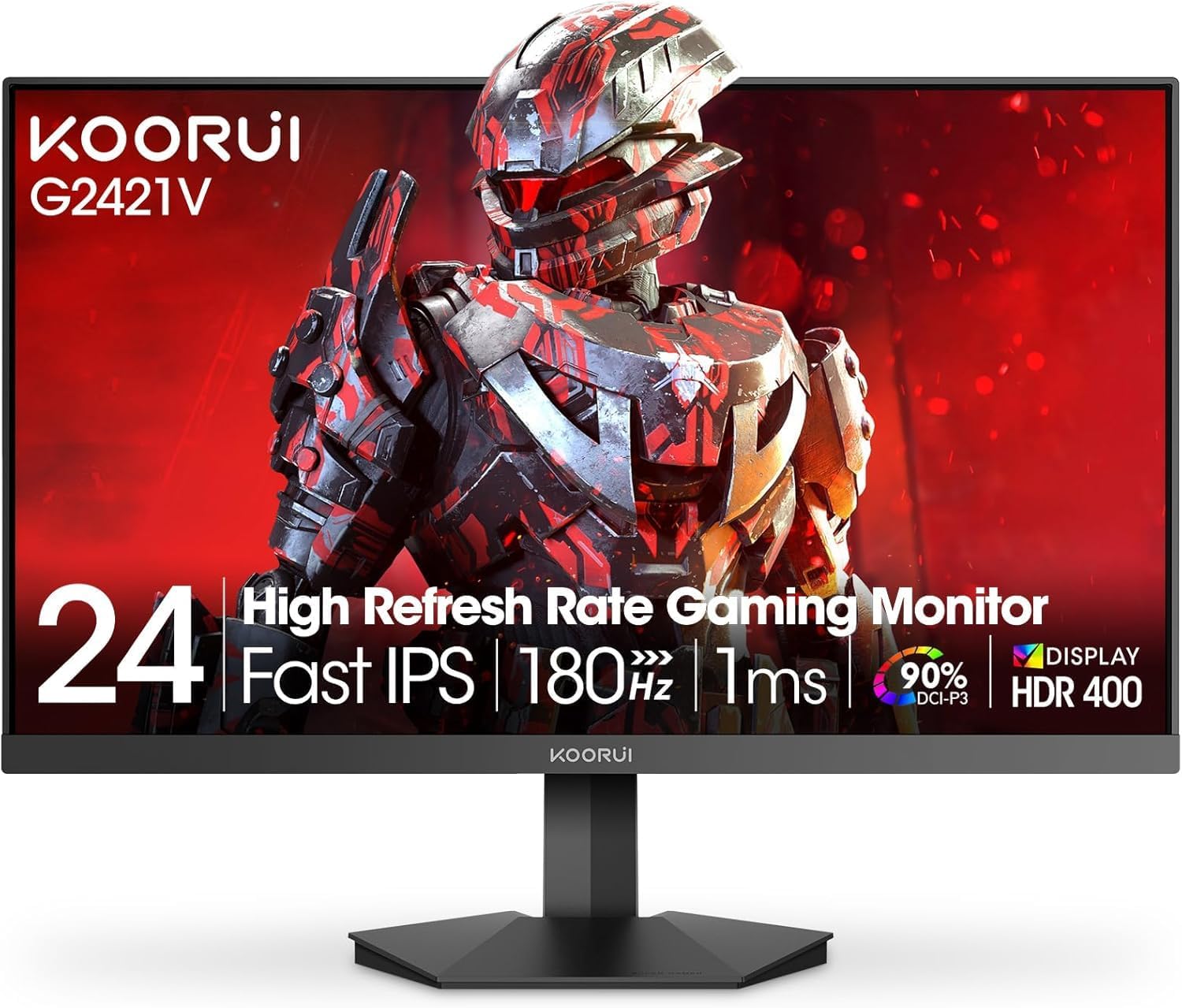 KOORUI 24 Inch Gaming Monitor,180Hz, Fast IPS, QHD 1440P, 1ms, HDR 400: image 1 of 8